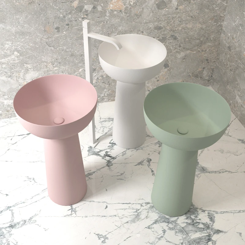 Artificial stone integrated floor-standing washbasin small-sized bathroom washbasin balcony outdoor column basin