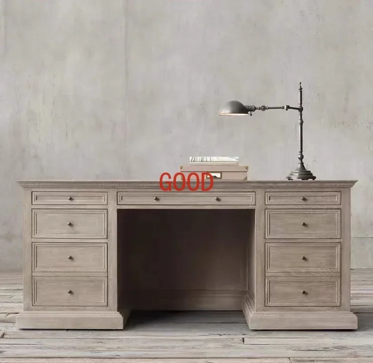 American Country Retro Vintage Oak Desk French Simplicity Desk