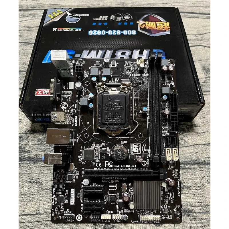 

Used New Motherboard For Gigabyte H81M-S1 LGA1150 DDR3 VGA mATX Full Color Box Mass In Stock