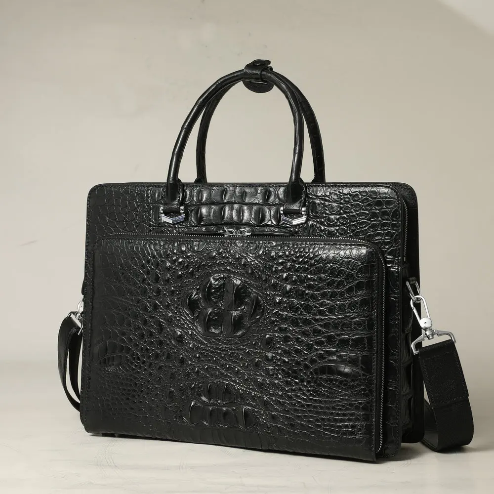 

Siamese Crocodile Briefcase Leisure Leather Man Men's Bag Office Business Travel Documents Single Shoulder Handbag Men Briefcase