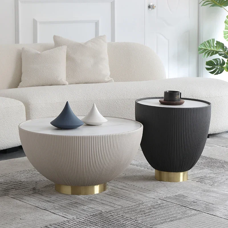 

Nordic Minimalism Mild Luxury Marble Stone Plate Coffee Table Modern Minimalist round Tea Table Combination