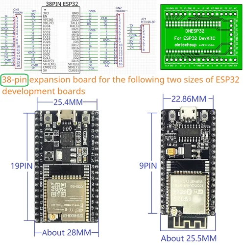 ESP-WROOM-32 와이파이 BT 모듈 개발 보드, 무선 스마트 홈 IOT용 레일 장착 확장 보드, 30 핀, 38 핀, ESP32 딘 