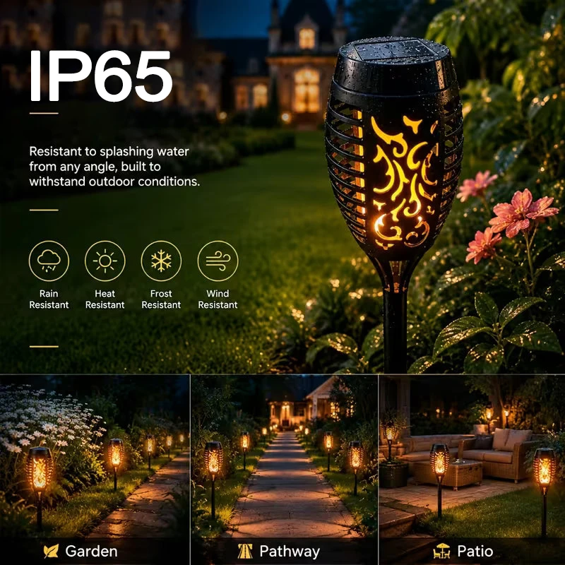Solar Garden Lights Outdoor 12LED Flickering Flames Torch Light Waterproof Landscape Lighting for Yard Patio Driveway Lawn