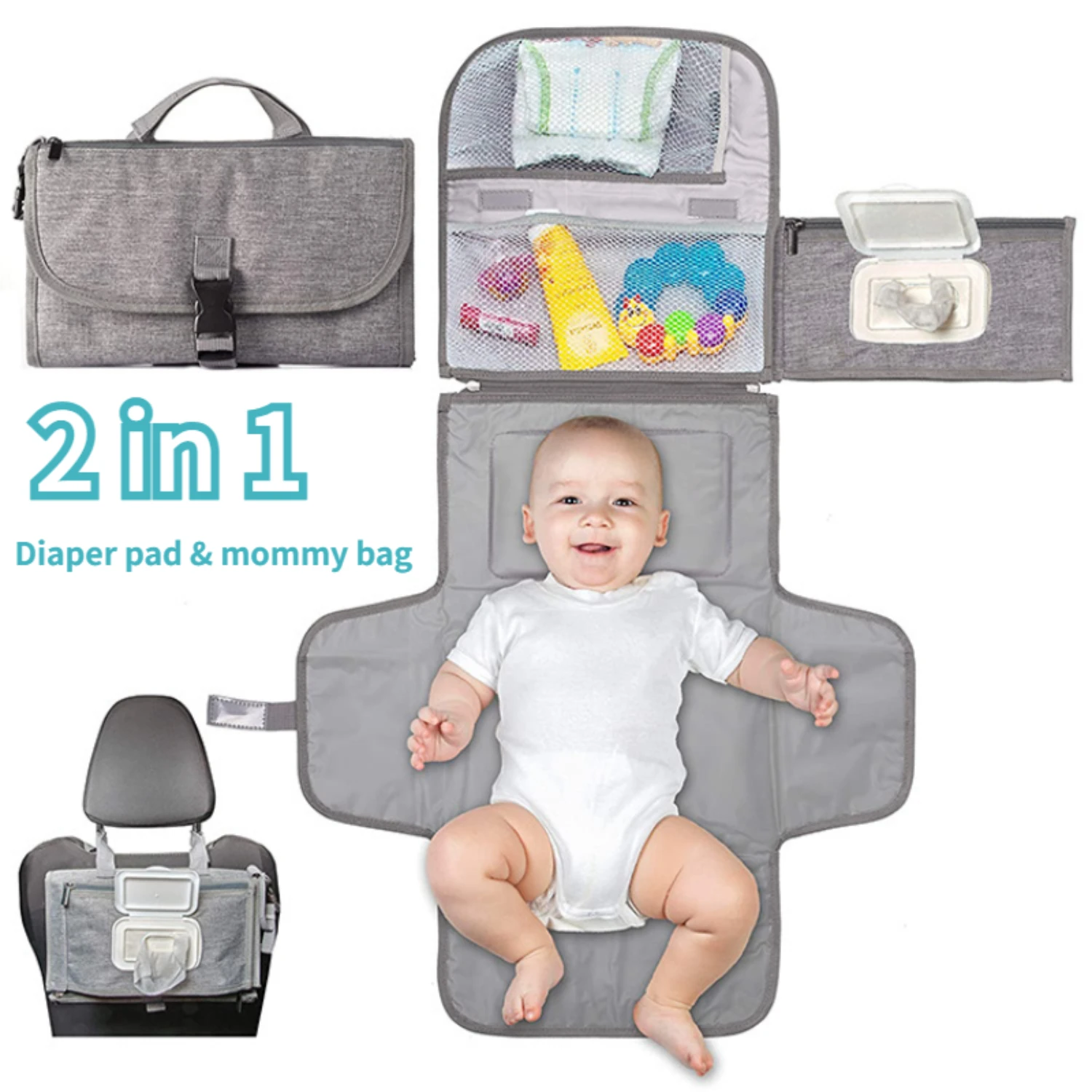 2 IN 1 Baby Diaper Pads Mommy Bag, Portable Waterproof Baby Diaper Pad Diaper Sheets Changing pad for baby Diaper changing pad