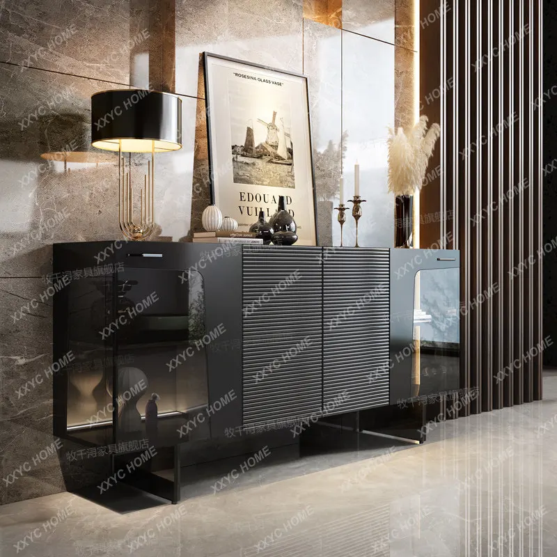 Rock slab dining side cabinet, high-end villa large flat floor living room model, entrance cabinet, multi-functional dining room