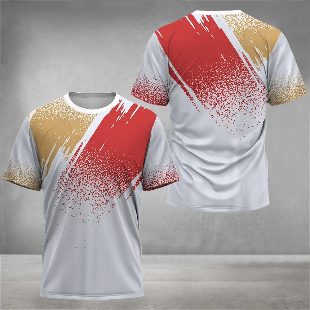 Men's sports t-shirt for tennis and badminton, loose casual short-sleeve t-shirt with round neck