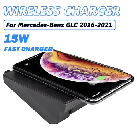 자동차 센터 콘솔 무선 충전기 매트, 메르세데스 벤츠 GLC C253 X253 AMG 63 GLC300 유도 충전 패드
