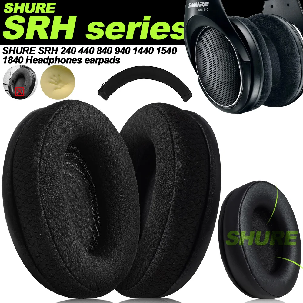 Replacement Shure SRH240 SRH440 SRH840 SRH940 SRH1440 SRH1540  SRH1840 Foam Ear Pads for  memory foam Earpads Protein Leather