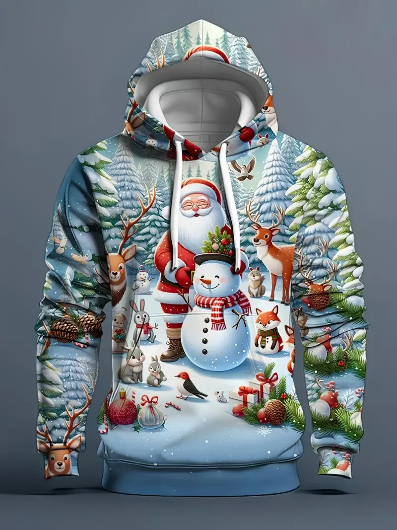 Santa Claus Men's Fashion 3D Printing Men Women Hoodie Holiday Streetwear Christmas Hooded Kids Sweatshirts X'mas Hoodies