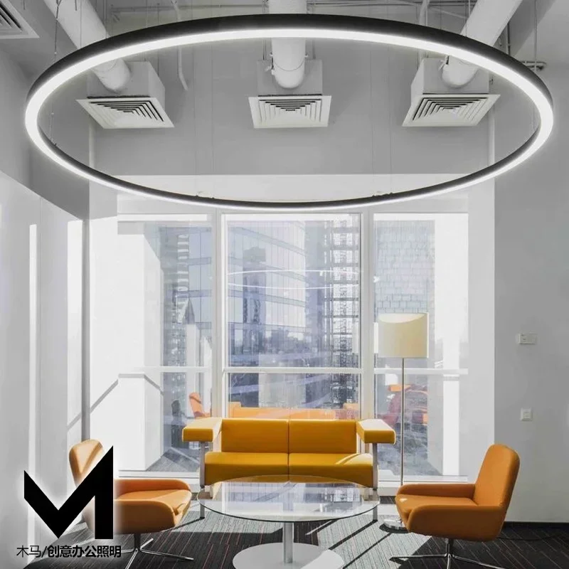 New LED ring light, modern minimalist art circular shopping mall gym hall project chandelier
