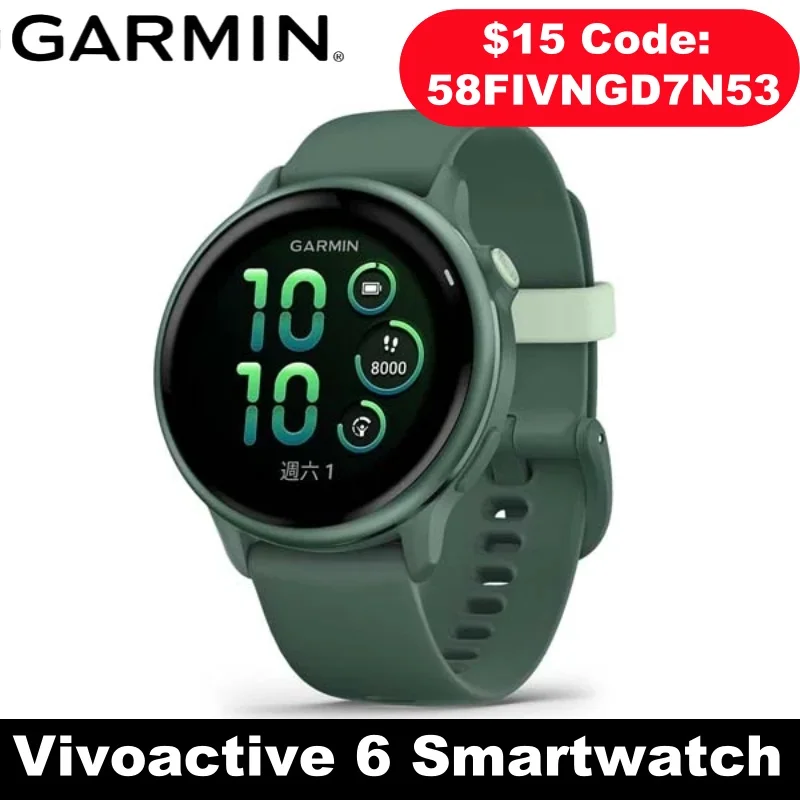 100% العلامة التجارية الجديدة Garmin Vivoactive 6 Smartwatch AMOLED Touchscreen 11 يومًا عمر البطارية مراقبة الصحة طوال اليوم تدريب النوم