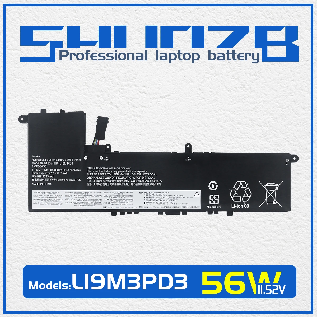 

SHUOZB L19M3PD3 L19D3PD3 L19L3PD3 Аккумулятор для ноутбука Lenovo IdeaPad S540-13API 13ARE 13IML 13ITL, Xiaomi Pro 13 2019 2020 2021