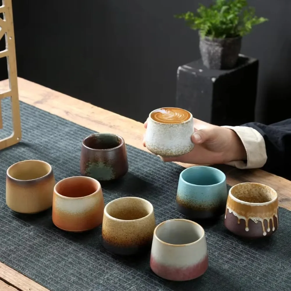 

New Vintage Coarse Pottery Espresso Cup Kiln Change Glazed Cups Tea Pot Tea Bowl Tea Accessories Japanese Ceramic Cups