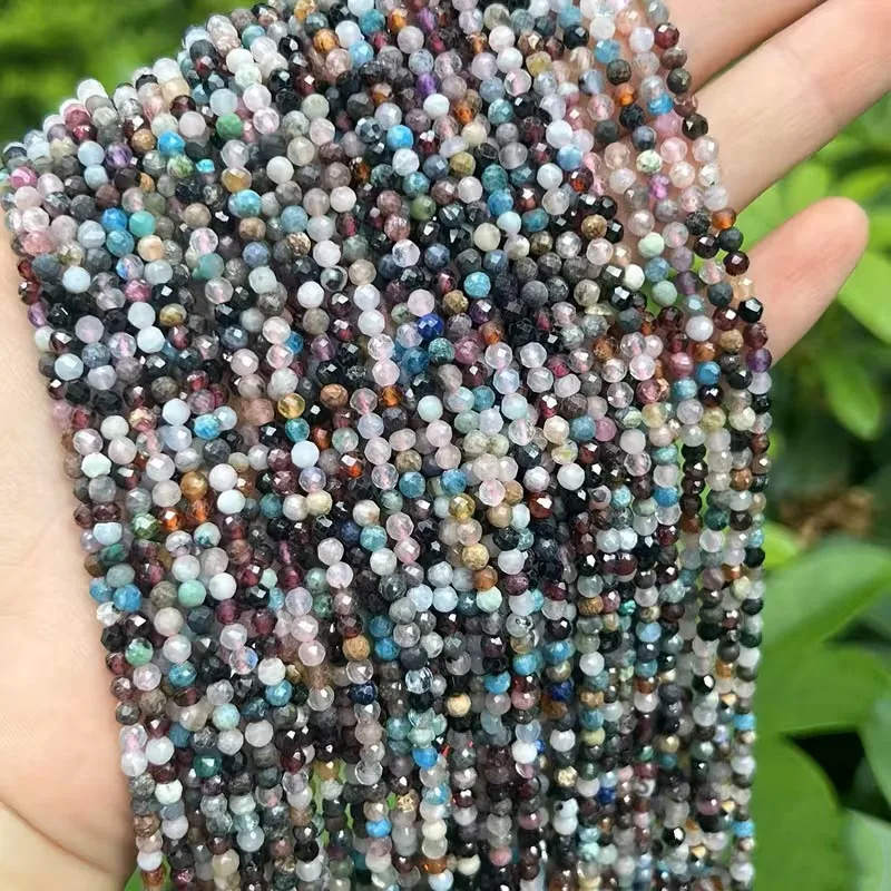 Natural Faceted Mixed Stone Beads Lapis Lazuli Amazonite Colorful Tourmaline Loose Spacer Bead For Jewelry Making DIY Accessorie