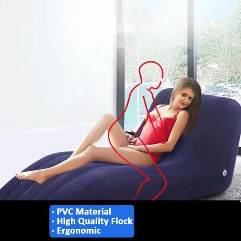 Blue Sex Inflatable Sofa S-type Position Love Chair Bed Lounge Wedge Pillow Bdsm Cushion PVC Flocking Sex Furniture For Couples