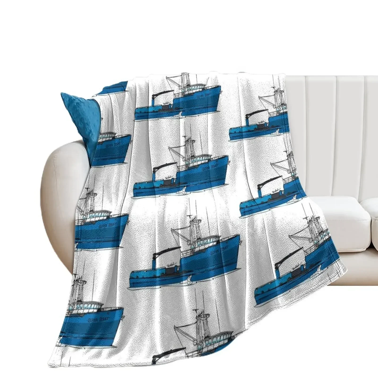 The Silver Spray Alaska Fishing Boat Throw Blanket Cute Plaid Luxury Designer Blankets