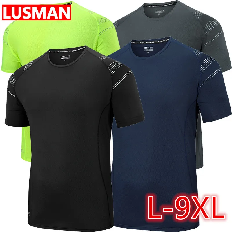 

Plus Size Men Short Sleeve Round Neck T-shirt Fast Drying Breathable For Sport Running Fiess 50-145KG/L-9XL