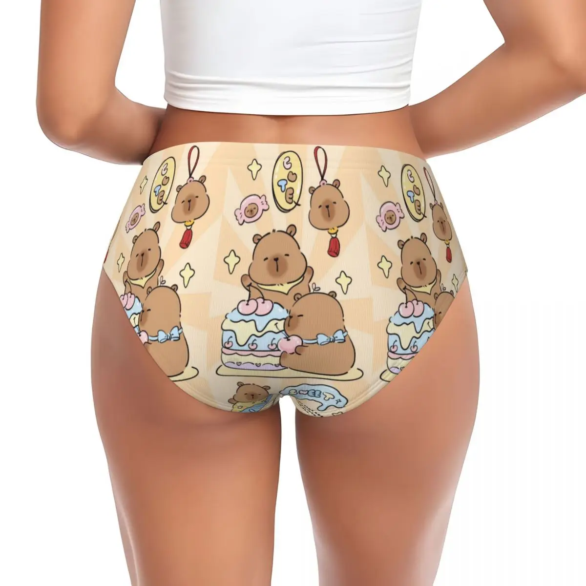 Custom Cute Capybara Sweet Briefs Underwear Women Comfortable Stretch Panties