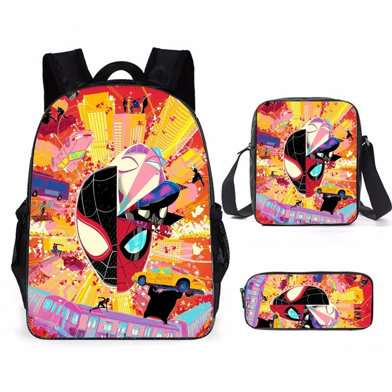 

3Pcs Set Mochila Spider verse Miles Morales children's backpack boy School Bags For Teenage kids Travel Backpack Pencil bag