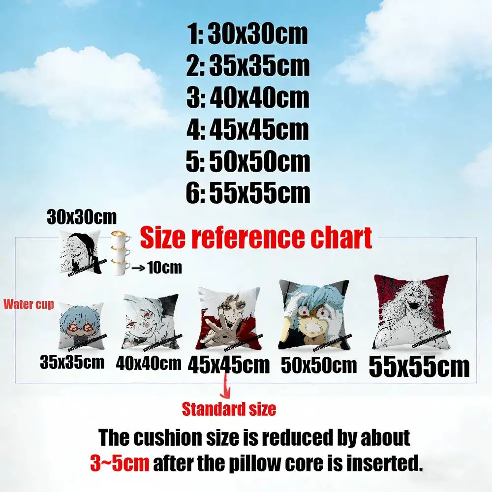For T-Tomura S-Shigaraki Throw Pillow Case 30cm 40cm Car Custom Square Pillowcase Pad Cushion Cover