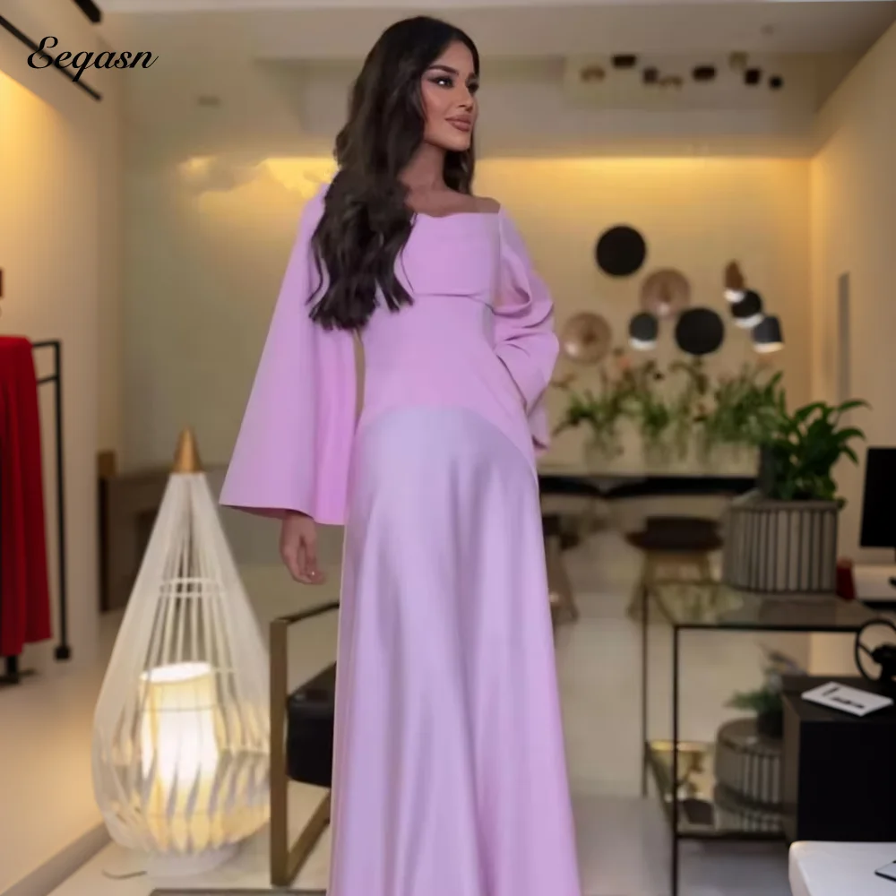 

Classical Evening Dresses Long Sleeves A Line Satin Vestido De Noche Elegant Women Weddiing Party Dress Special Customized