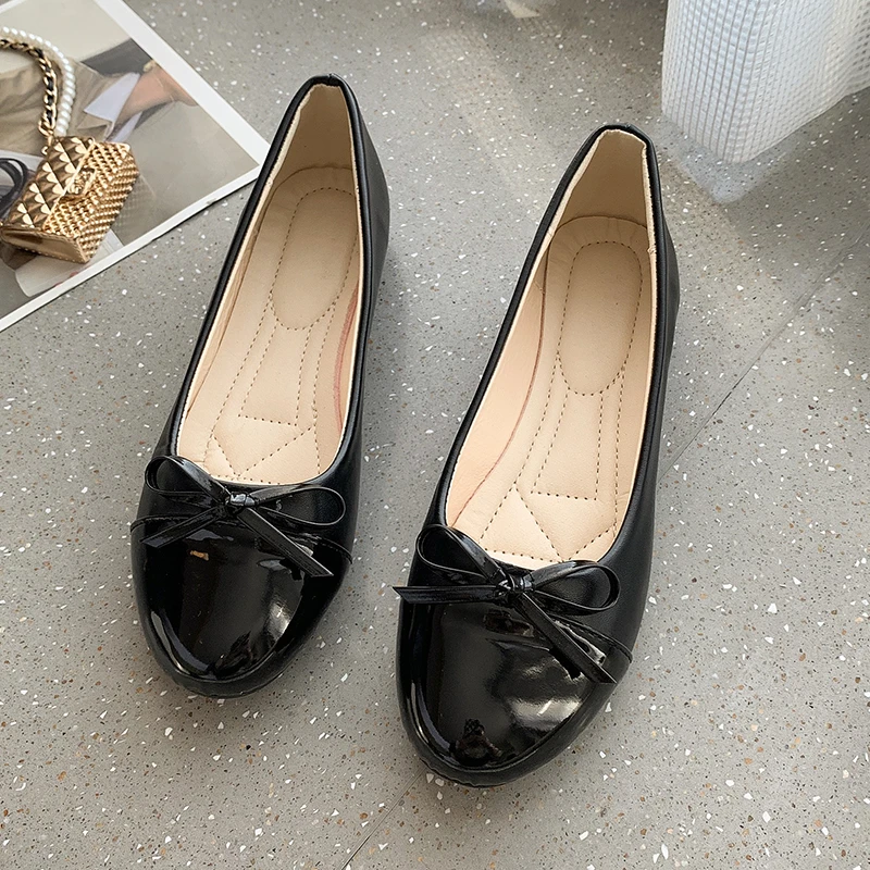 2026 New Fashion Ballerina Shoes Women's Flat Comfort Non-slip Loafers Leather Flats Elegant Bowknot Women's Single Shoes 35-43 - view 5
