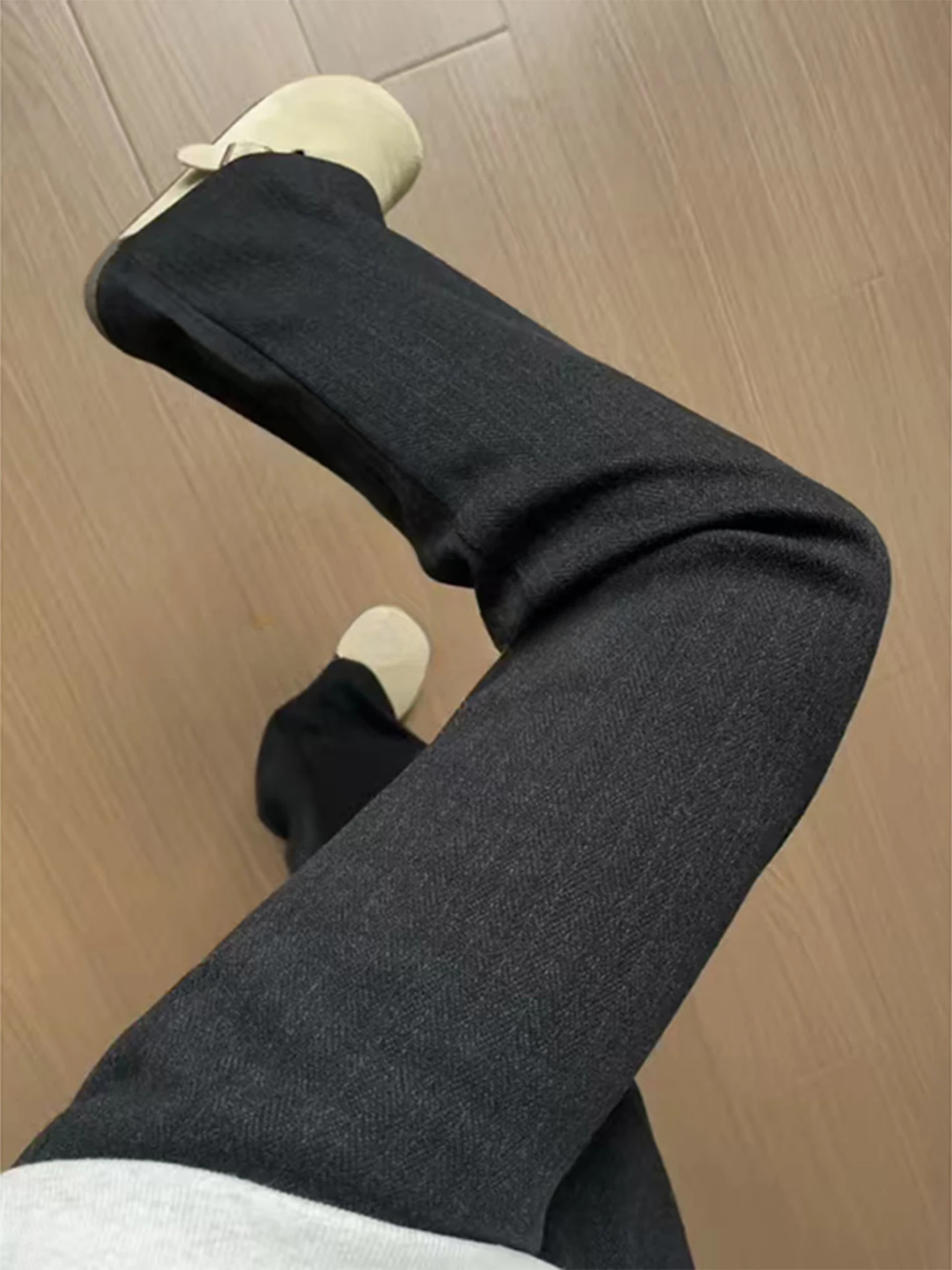 Bla Thiened Winter Trousers for Men Cleanfit Woolen Straight Leg Casual Pants American Retro Drape Loose Fit Straight Tube