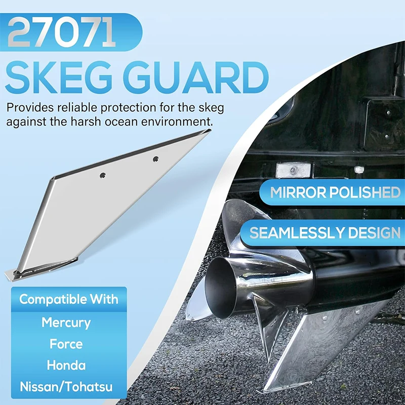 27071 Skeg Guard Protector Safe-Skeg/Stainless Steel Skeg Replacement for Force, Honda, Mercury, for Nissan Tohatsu
