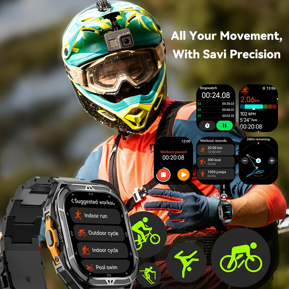 Cubot GT 3 스마트 시계, 5ATM 방수, 1.96인치 AMOLED, 혈액 산소, 피트니스 트래커 심박수 GPS 남성용 스포츠 스마트워치