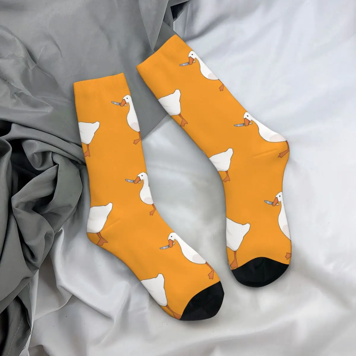 

Duck With A Knife Socks Quack Geese Cool Unisex Mid Stockings Large Chemical Fiber Home Quality Socks