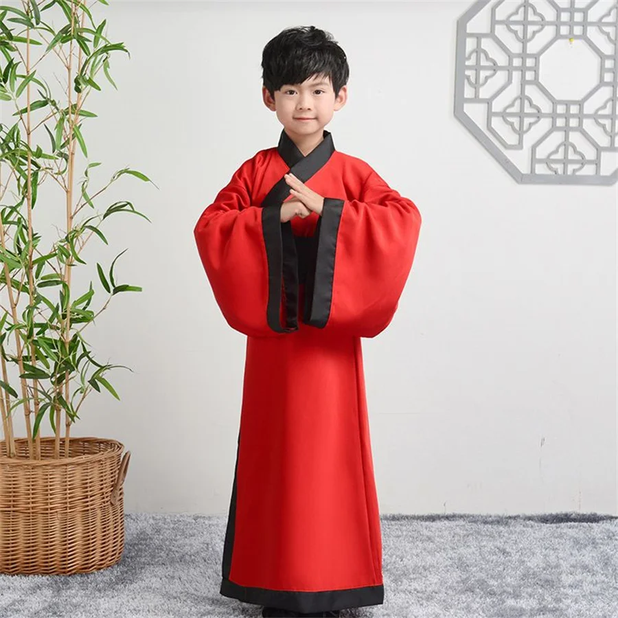 

chinese Folk Dance traditional new year clothes hanfu for Children kid dragon dress ancient Stage Carnival costume Cosplay cloth