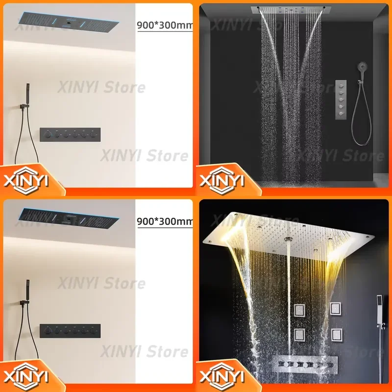 for Built in Concealed Shower Wall Mounted Hidden Pre Embedded Overhead Rain Shower Head with Music