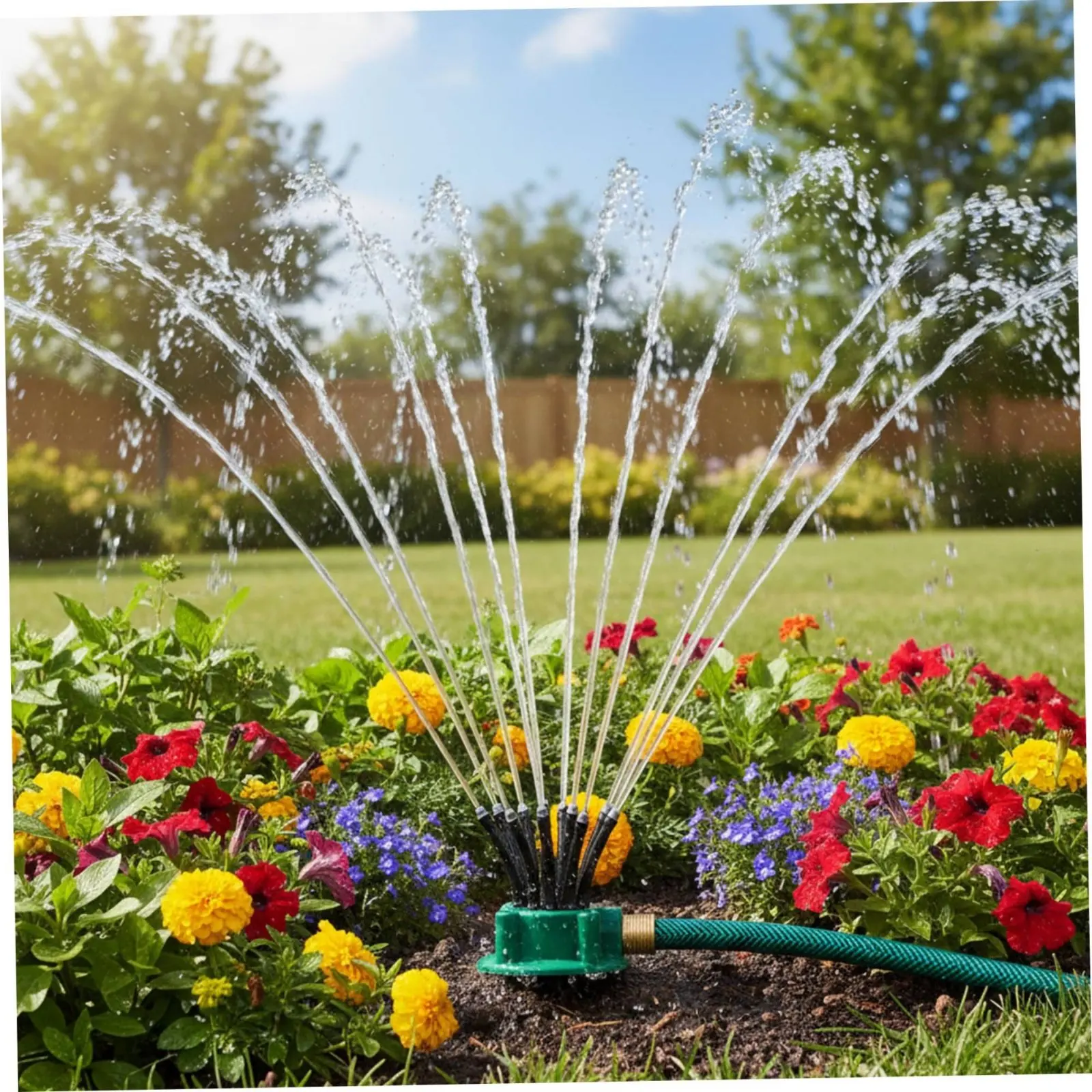 

Садовый разбрызгиватель с регулируемыми форсунками 360 градусов, ороситель для газонов с широким охватом для цветочных грядок