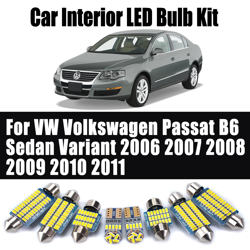 LED Interior Reading Dome Door Foot Light For VW Volkswagen Passat B6 Sedan Variant 2006 2007 2008 2009 2010 2011 Car Bulbs Kit