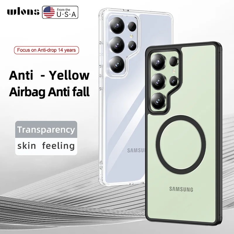 

Airbag Case For Samsung Galaxy S25 Ultra FE S24 plus Magnetic Dull Polish Wireless Charger Cover Anti-knock Cases For S25 ULRA