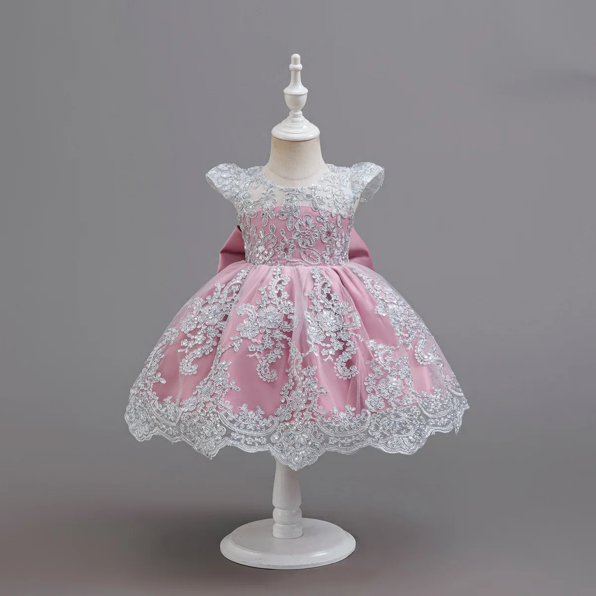 Kleid für Babys und Kleinkinder zum 1. Geburtstag, besticktes Spitzen-Prinzessinnenkleid, Blumenmädchen-Hochzeitskleid, besonderes festliches formelles Kleid für Babys – Detail 12
