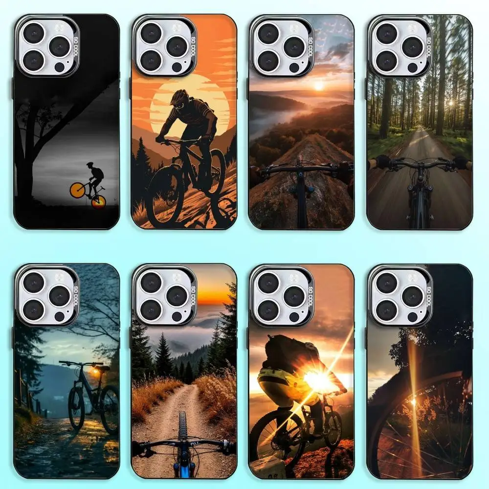 

Mountain Bicycle Bike Phone Case For iPhone17,16,15,14,13,12,11 Plus,Pro Max Black Candy Matte Shockproof Cover