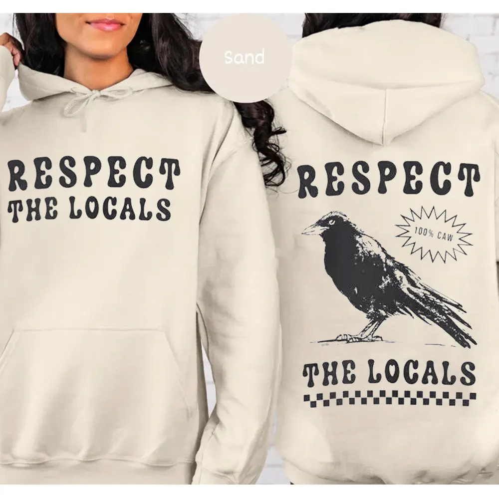 Respect The Locals Crows Funny Retro Unisex Sweatshirt Silly Crow Corvid Jumper Bird Lover Tops Murder Street Rat Jumper Clothes