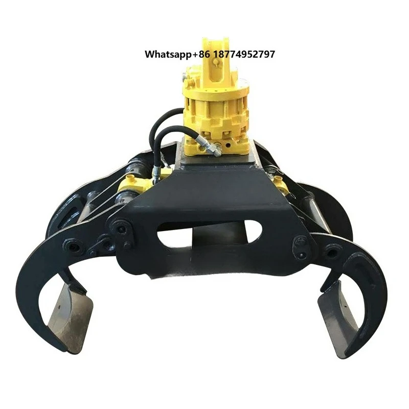 360 Degree Rotary Hydraulic Timber Log Rock Grapple Attachments with Motor Pump for 1-50 Ton Excavators Construction Machinery