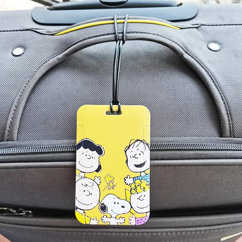 Anime Snoopy Portable Luggage Tag Suitcase Identifier Label Baggage Board Bag Tag Name ID Address Holder Travel Passport Card