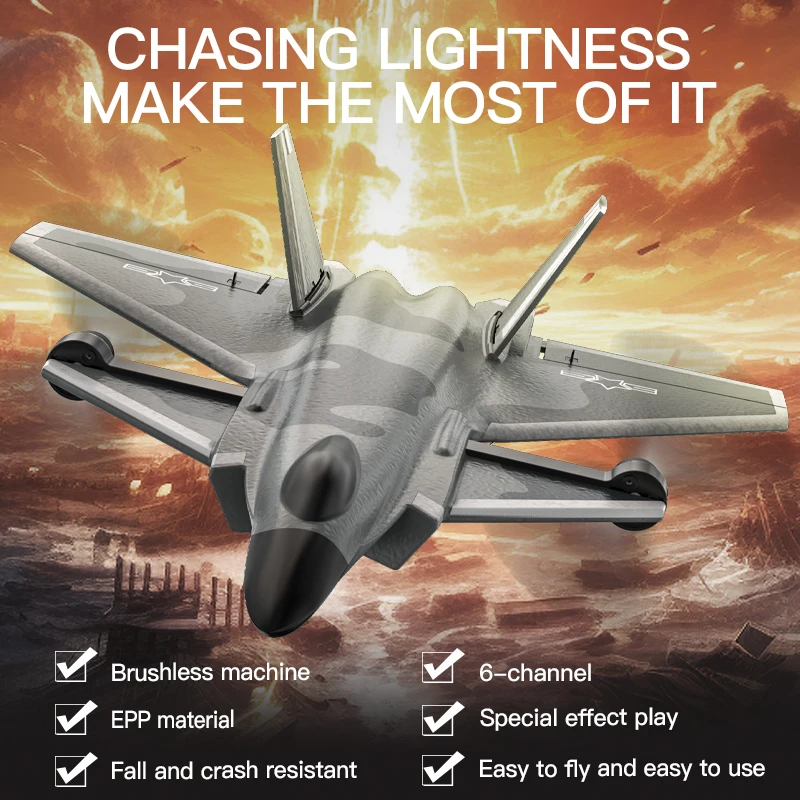 

New Remote Control Aircraft KF700 Six Channel J-20 Fighter Brushless Fixed Wing Glider Toy RC Airplane Children'S Birthday Gift