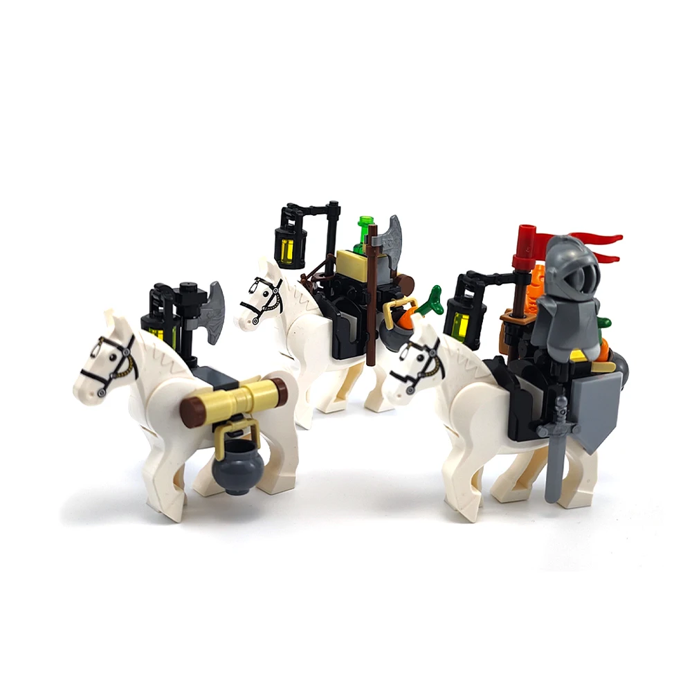 Modèle de chariot militaire médiéval Moc créatif, chariot occidental, blocs de construction de chevaux de Transport, jouet d'assemblage à monter soi-même, cadeau d'anniversaire