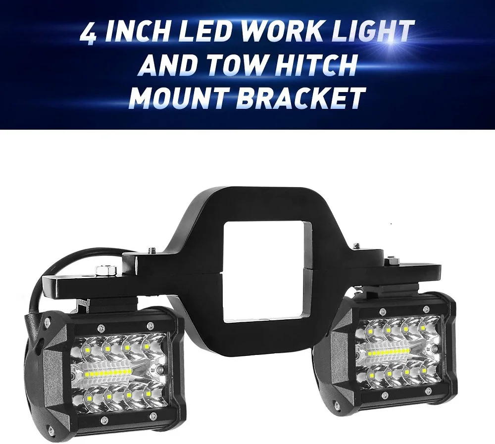 2 قطعة 60 واط 4in مصباح ليد بار مع مقطورة وصلة سحب جبل بين قوسين احتياطية عكس أضواء الخلفية البحث الإضاءة لشاحنة بيك اب فان