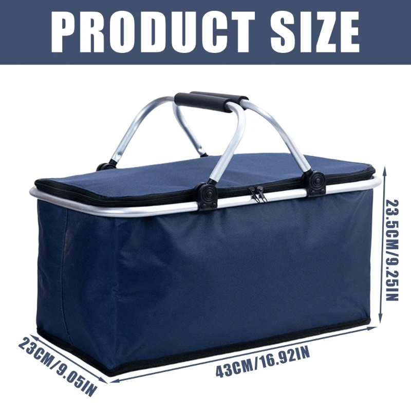 กระเป๋าอเนกประสงค์ 30L ตะกร้าฉนวนพับได้สำหรับปิกนิกและร้านขายของชำ Drop shipping