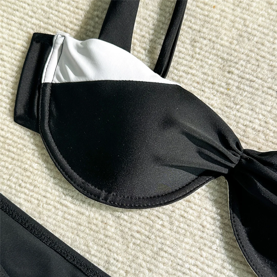 3-teiliges Bikini-Set mit Rock, Bügel-Bikini, Damen-Badeanzug, dreiteiliger Bikini, Damen-Bademode, Badeanzug, Schwimmanzug V7167 – Detail 9