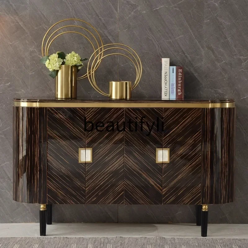 

xz1Simple Entryway Cabinet Light Luxury Style Living Room Shoe Cabinet Solid Wood Partition Wall-Mounted Italian Style