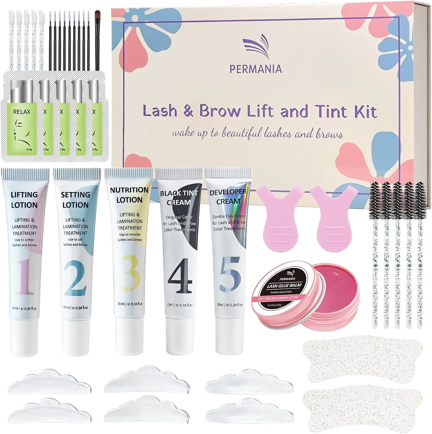 PERMANIA Wimpern- und Augenbrauen-Färbeset Schwarz Natürliche Wimpernlifting-Behandlung 4-6 Wochen Haltbarkeit Für Wimpernformer Perm Make-up-Tool