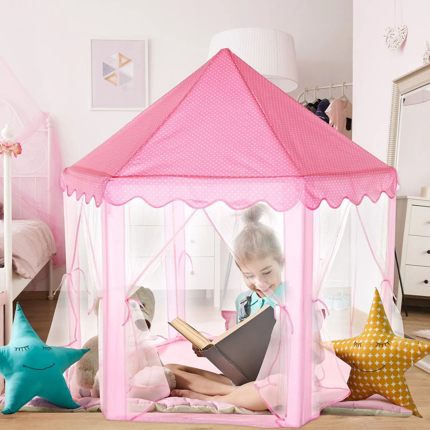 Indoor Outdoor Use Kids Play Tents Princess for Girls Princess Castle Children Playhouse