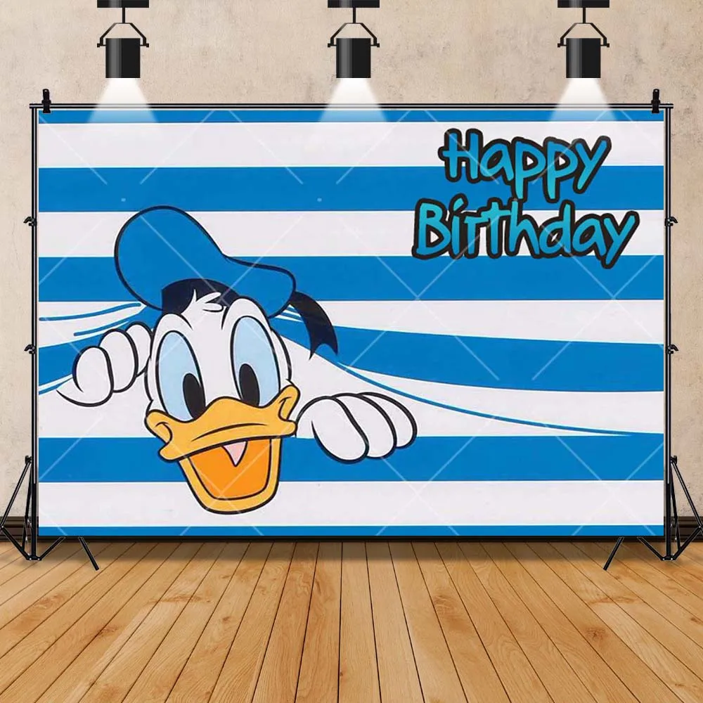 Disney Cute Blue Donald Duck Baby Kids Gifts Birthday Party Banner Backdrop Custom Kids Room Photo Poster Decor Wall Background