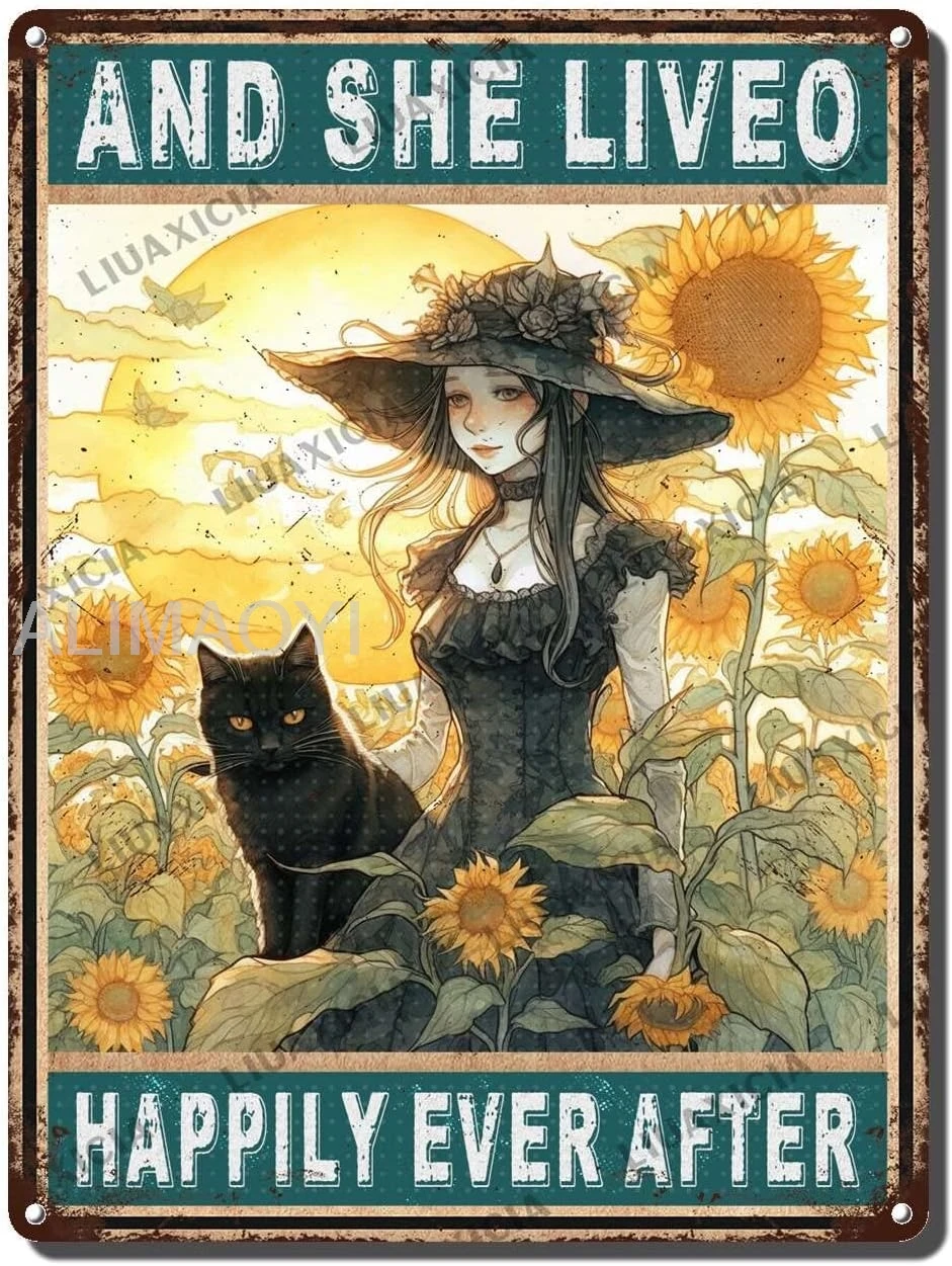 Vintage Wall Decor Funny and She Lived Happily Ever After Gardening Metel Tin Signs The Coffee Shop Kitchen Retro Decor Alu sign